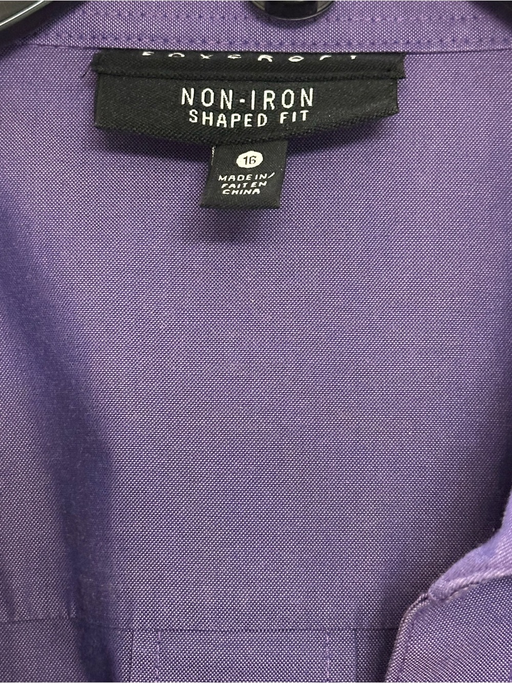Foxcroft Non-Iron Royal Purple Button-Up Shirt 16 - Picture 2 of 6